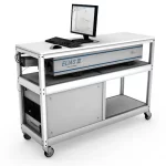 ELIAS III spectrometer on laboratory bench with monitor and PC, mobile system for high-resolution optical spectroscopy.