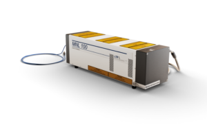 MNL 100 Stickstofflaser von LTB Lasertechnik Berlin, ein kompakter gepulster UV-Laser mit Sicherheitswarnhinweisen.