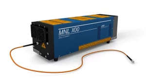MNL X00 nitrogen laser from LTB with fiber optic connection for precise laser applications.